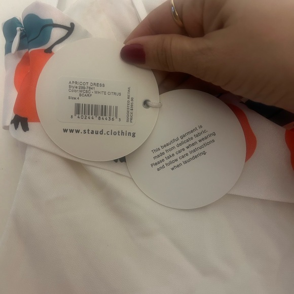 STAUD Apricot Dress White and Orange Zebra Print - Picture 5 of 6